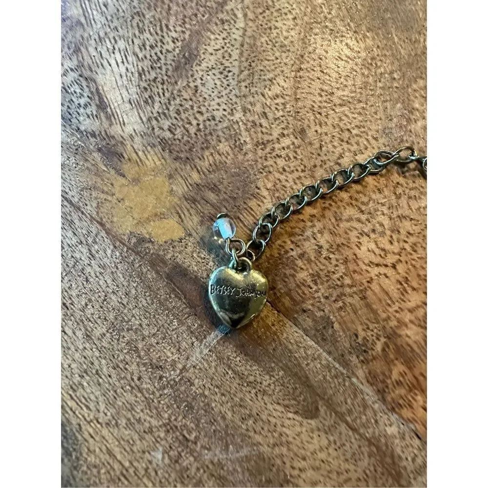 Betsey Johnson, oval zebra print beaded pendant